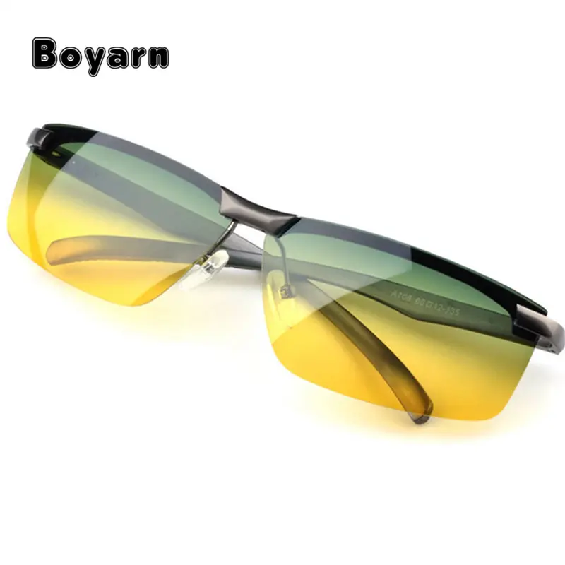 Gafas de sol polarizadas de visión nocturna del coche de los hombres gafas de conducir Anti-glare de aleación de conductor gafas de sol UV400 de protección