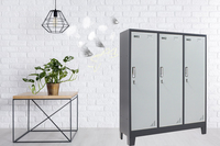 Casier métallique moderne à 3 colonnes avec serrure à clé – Conception modulaire durable et écologique, assemblage démontable, montage au sol pour
