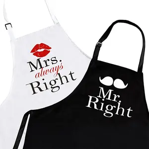 バレンタインデーギフトMr Mrsカップルキッチンエプロンユニセックスパーティークッキングビブピナフォアクリーニングツール