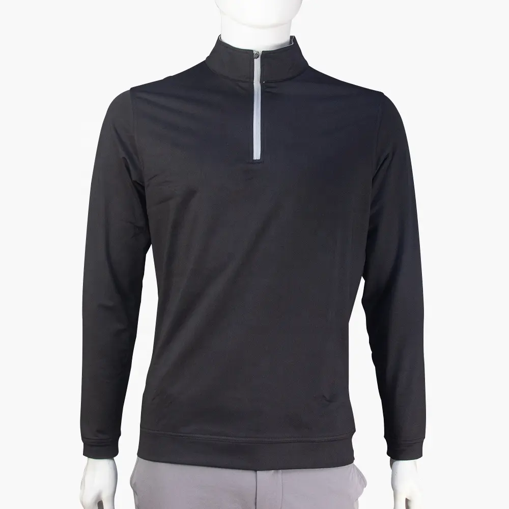 Wholesale Custom Fashion Mens Knitted Pullover High Quality Solid Blank Slim Fit Fleece Quarter Zip Pullover