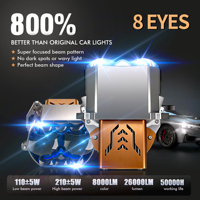 Nouvel Arrivage Ampoules de Voiture Huit Lasers 3 Pouces Lentille de Projecteur Bi-LED 8 Yeux 210W 26000LM 6000K Phares LED à Faisceau Haut et Bas pour Auto