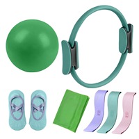 Kit de Pilates et Yoga : Bande de Résistance en Silicone, Anneau et Ballon – Ensemble Écologique pour Entraînement à Domicile, Force, Flexibilité, Équilibre et Renforcement du Core
