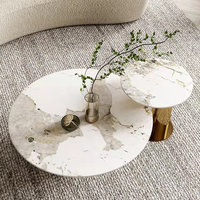 Table basse moderne, base en acier inoxydable doré, plateau en pierre frittée blanche, style italien, salon, salle à manger, meubles de maison