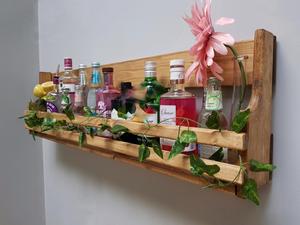 JUNJI Étagère flottante sur mesure en bois recyclé pour spiritueux <span class=keywords><strong>Gin</strong></span> et <span class=keywords><strong>Tonic</strong></span> avec porte-bouteille - Product Image 6