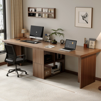 Bureau de travail moderne minimaliste en bois massif avec étagère de rangement, adapté au bureau à domicile ou comme bureau d'ordinateur