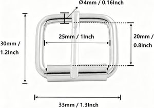 BIKICOCO Roller Buckle X <b>Heel</b> Rolling Bar Buckles For Bags Leather Webbing Straps Silver Pack Of - Product Image 2