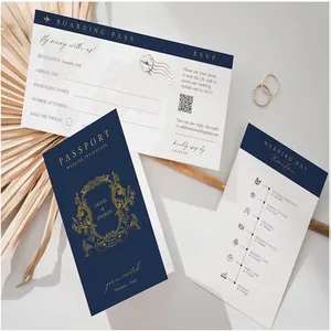 Grosir kreatif sesuai selera kartu undangan pernikahan Dicetak paspor undangan pernikahan dengan Boarding Pass Rsvp