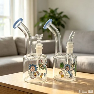 Pipa de Vidrio para Fumar Rick y Morty, Redonda, Manual, Accesorio para Fumar, Estilo Moderno, Transparente, con Diseño de Dibujos Animados - Product Image 1