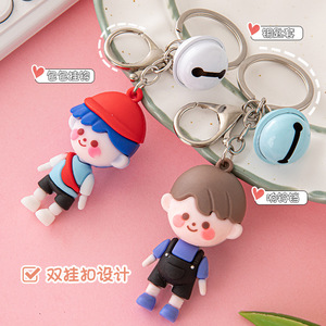 Cute Cartoon <b>Doll</b> Keychain Soft Rubber Metal Car Key <b>Accessory</b> For Kids Backpack Clip Ornament Student Jewelry - Product Image 4