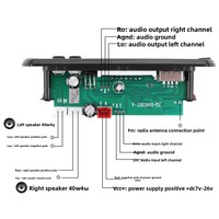 Placa Amplificadora 2x40W con Bluetooth para Auto, Decodificador MP3 con Llamadas Manos Libres, Modelo DC7V-26V