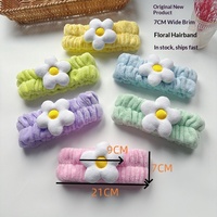Nouveau Bandeau en peluche large pour femme, avec broderie décorative florale 3D, pour le lavage du visage, le maquillage et le sport
