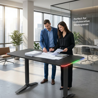 Table de jeu AOR E-sports avec plateau en fibre de carbone, contrôle de hauteur à trois vitesses avec mémoire, éclairage RGB, vente en gros d'usine