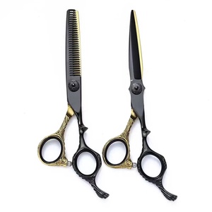 Black Gold Haircutting <b>Scissors</b> 440C High-End Hairdresser's Special Haircutting <b>Scissors</b> with Flat Teeth and Fringe Trimming - Product Image 2
