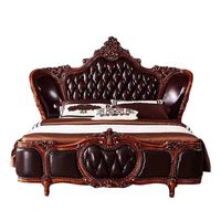 Antikes luxuriöses Kingsize-Bett im europäischen Stil Royal Furniture Antikes Hotel Schlafzimmer Holz Big Bedhead Soft Bed