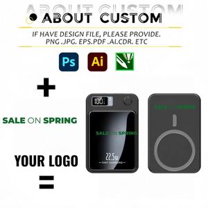 Batterie externe portable en plastique OEM personnalisée avec logo, mini 10000 mAh, affichage LED, chargement rapide sans fil magnétique, compatible Apple/USB, impression UV facile - Product Image 2