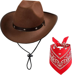 Chapeau de cowboy et bandana, chapeaux de cow-boy et de cowgirl en gros, accessoires de fête western, accessoires d'Halloween - Product Image 4
