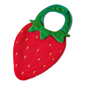 Babero de algodón 100% suave y absorbente con forma de fresa, toalla de saliva premium hecha a mano para bebés y niños pequeños - Product Image 1
