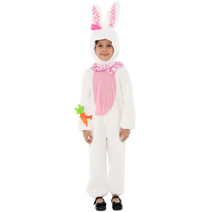 Costume de lapin de Pâques pour enfants, Costume de spectacle blanc, corps entier avec capuche et gants, pour jeu de rôle en soirée d'Halloween - Product Image 2