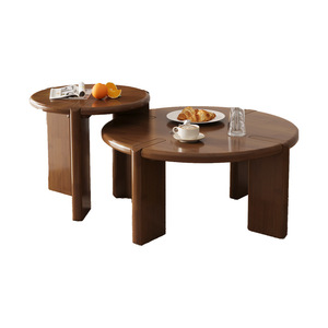 Nordic Solid Wood Coffee <b>Table</b> Round Combination For <b>Small</b> Living Rooms Home Rental Apartments Guesthouses - Product Image 1