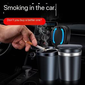 Mini Basurero LED para Auto, Tapa Desmontable de Acero Inoxidable, Cenicero a Prueba de Olores y Humo, Kit Interior - Product Image 5