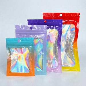 Auffällige Holographische Zip-Lock Plastikverpackungstasche Transparente Plastiktüte für Lebensmittel Süßigkeiten Schmuck Kosmetik Geschenke - Product Image 4