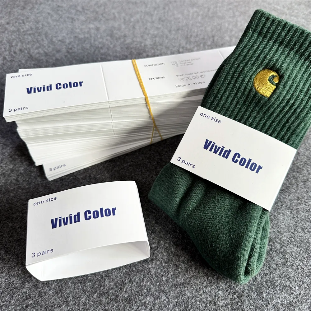 Hot Sale Custom Paper Hang Tag For Socks Packaging,White Wrap Hangtags For Clothing With Own Logo,Sock Wrap Label