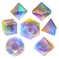 Vente en gros cube RPG en verre personnalisé 7pcs par set dés polyédriques 20 faces mdn d & d perle poudre protéine couleur dés ensembles