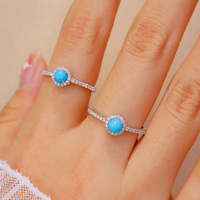 Bague Chic en Argent Sterling 925 avec Halo de Turquoise, Pierre Ronde Bleue Pavée, Bagues Fines