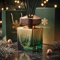 Bouteilles de diffuseur de parfum en bois de 100 ml, carrées, vides, de luxe, avec bouchon à vis créatif, pour Noël, avec emballage – Vente en gros