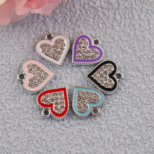 Heart Shape Alloy Pendants <b>With</b> Rhinestones For <b>Bracelet</b> Making Multicolor 61169 - Product Image 1