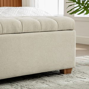 Chenille Upholstered Storage <b>Bench</b> 60.2'' Wide Tufted Flip Top <b>End</b> Of <b>Bed</b> Footrest Ottoman With Legs - Product Image 6