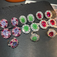 TIASNHE Italie Industrie Lourde Vente Chaude Transfrontalière Ensemble Boucles d'Oreilles et Bague Fleur de Glace en Zircon Tendance Vente en Gros Usine