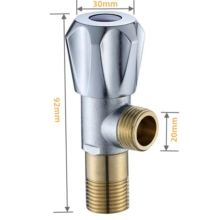गाढ़ा पीतल DN15 कोण वाल्व बाथरूम नल सहायक उपकरण आकार सहायक पीतल बाथरूम कोण वाल्व