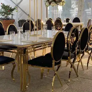 Luxe Design Gouden Ronde Rug Dineren Bruiloft Restaurant Tuin Keuken Hotel Banket Gouden Feeststoelen Voor Evenementen