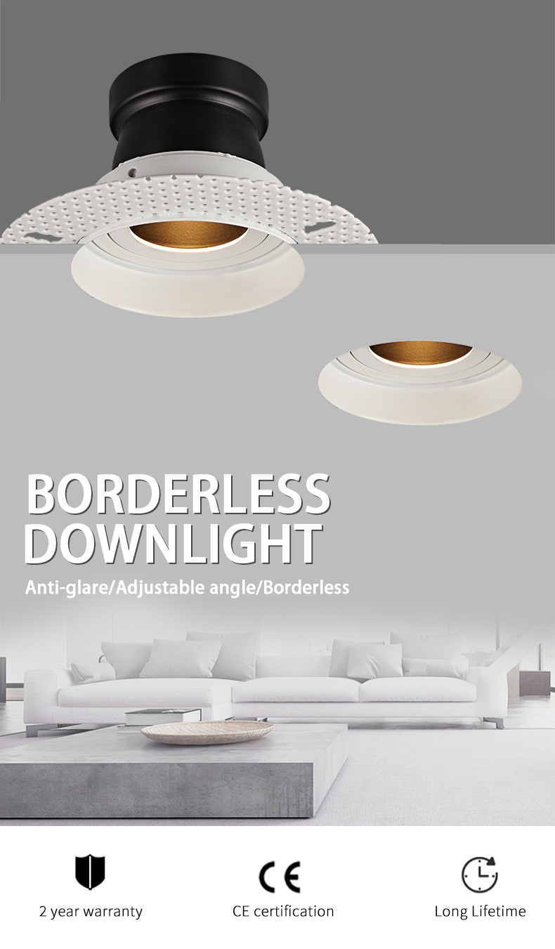 5W Round Trimless LED Recessed Lights / 80mm Cut Out Downlight