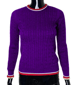 Maglione da donna blu reale e bianco con Patch greco lettera associazione girocollo maglione Top per le donne - Product Image 4