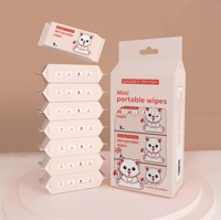 Mini lingettes humides pour bébé en anglais, nettoyage des mains et de la bouche, portables, rétractables, 8 pièces, Zhejiang
