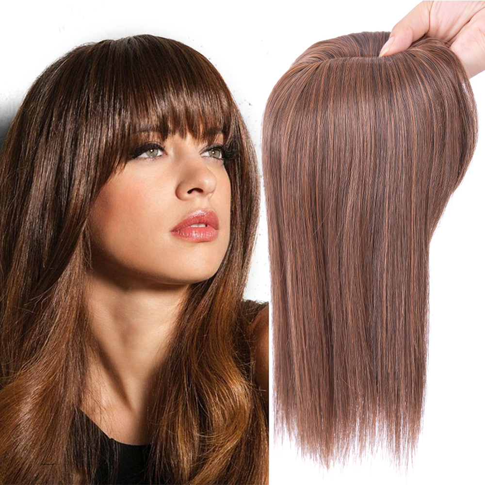 Hot Selling Natural Clip On Haar teile Verschluss Topper Toupee Synthetische Haar teile für Frauen Ausdünnen Haarausfall Abdeckung Graues Haar