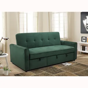 Hot Sale Living Room Retractable Sofa Luxury Velvet Fabric 3 Seater 3P With Fold Out Bed Sofa For Home Use