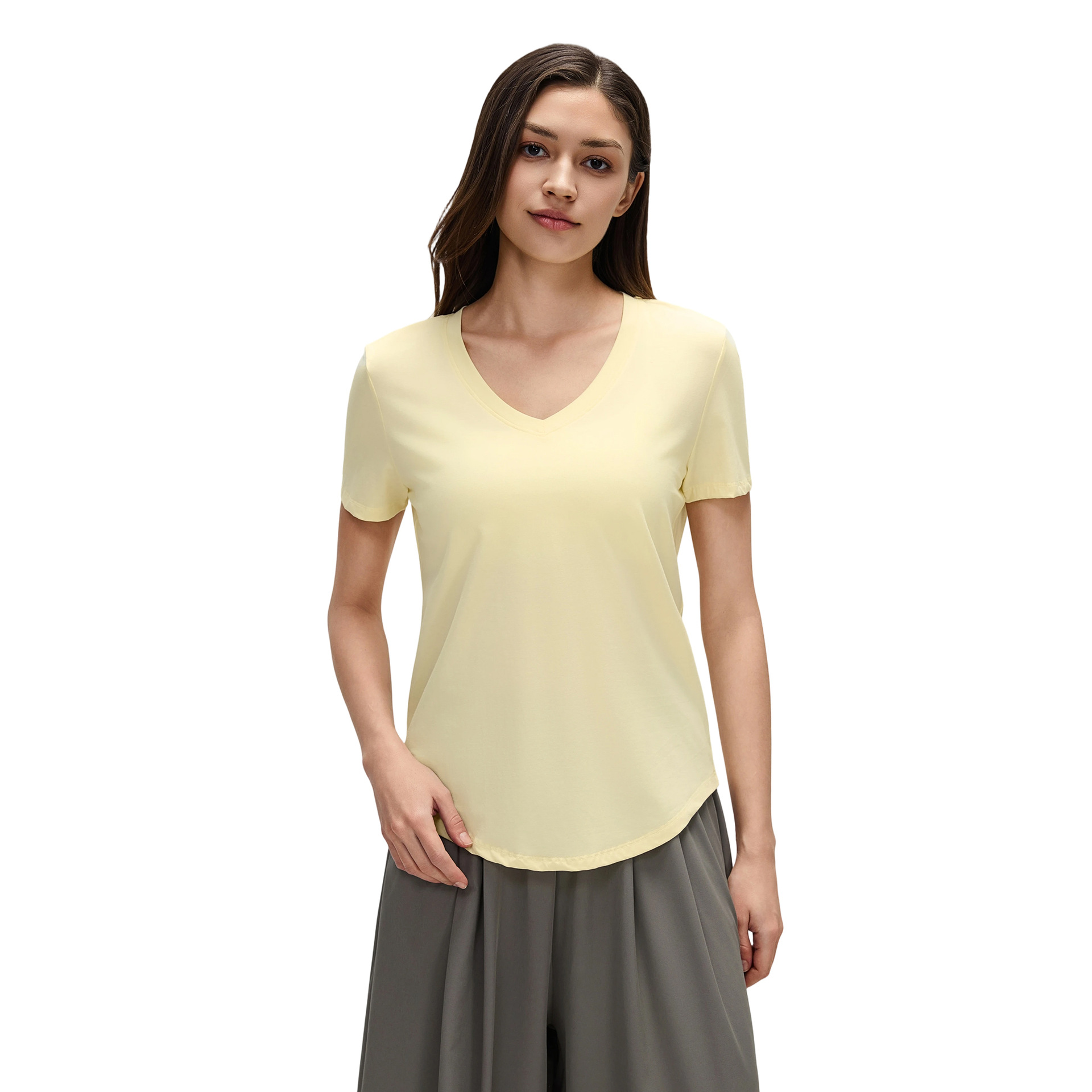 Yoga Shirt Short Sleeves for Women Fit Slimming Breathable Sportswear Running Exercise Summer Quick Dry V-neck Solid