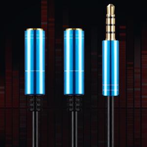 4 poli di metallo In lega di Alluminio 1 maschio a 2 femmina audio microfono splitter <span class=keywords><strong>Jack</strong></span> Da 3.5mm <span class=keywords><strong>aux</strong></span> Audio Splitter adapter - Product Image 2