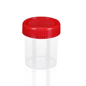 Vaso para Muestras de Orina Desechable de Plástico Transparente con Tapa de Rosca de 60 ml de Jiangsu Kangmeng Medical para Uso Médico - Product Image 1