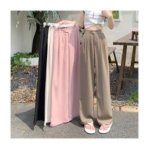 Pantalon de costume pour femme, coupe large, taille haute, avec fermeture éclair, décontracté, long, mode printemps-été - Product Image 1