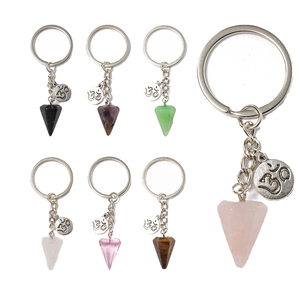 Natural Crystal Hexagonal Stone Key Chain 7 Chakra Reki Healing Crystal Gemstone Beads Tassel Key Rings Gift