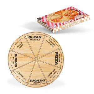Bandeja Redonda de Madera para Servir Pizza con Juegos Divertidos para la Noche de Pizza - Product Image 1
