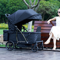 Wagon de camping Brightbebe pour 2 enfants et transport de marchandises, poussette double pliable et légère