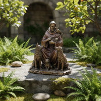 Statuette en résine de Saint François assis, sculpture animale, décoration d'intérieur