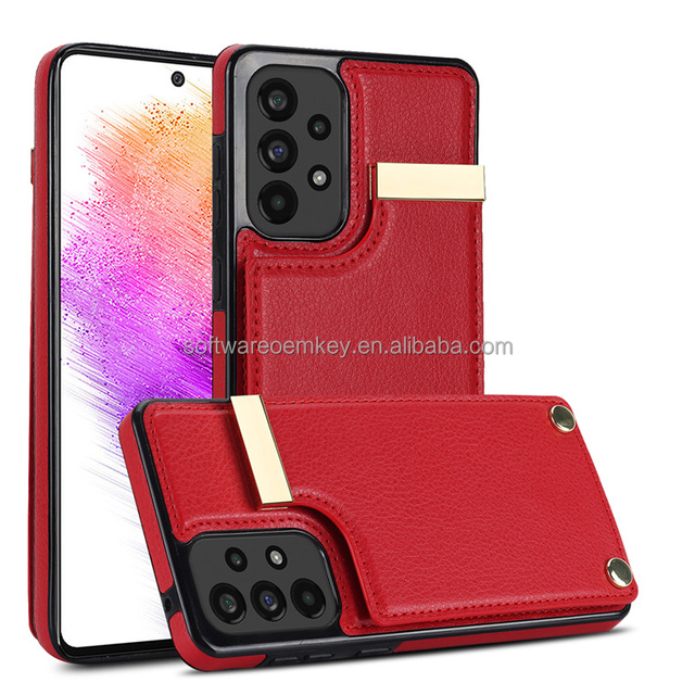Shockproof Hardware Organ Wallet Mobile Phone Case for Samsung Galaxy A73 A71 A70 Card Slot Protect Cover for A50 A51 A53