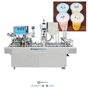 Full Automatic Linear Yogurt Communion Jelly Water Cup Filling And Sealing Packaging Machine