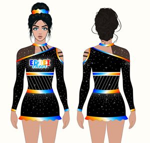 Conjunto <span class=keywords><strong>de</strong></span> Uniforme <span class=keywords><strong>de</strong></span> <span class=keywords><strong>Animadoras</strong></span> para Competencia, Diseño Personalizado con Pedrería, Transpirable, <span class=keywords><strong>de</strong></span> Spandex/Poliéster - Product Image 6